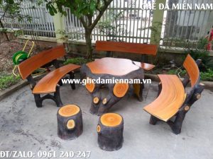 Bộ bàn ghế đá giả gỗ gốc cây