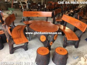 Bộ bàn ghế đá giả gỗ gốc cây