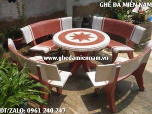 Bộ ghế đá trắng đỏ 4 ghế