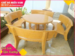 Bộ bàn ghế màu vàng 2 mặt đá