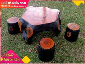 Bộ bàn giả gỗ đôn gốc cây