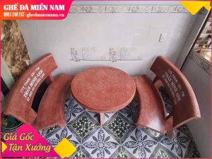 Bộ ghế đá tròn màu đỏ 2 ghế